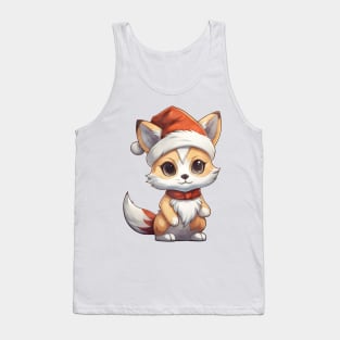 Gray Fox in Santa Hat Tank Top